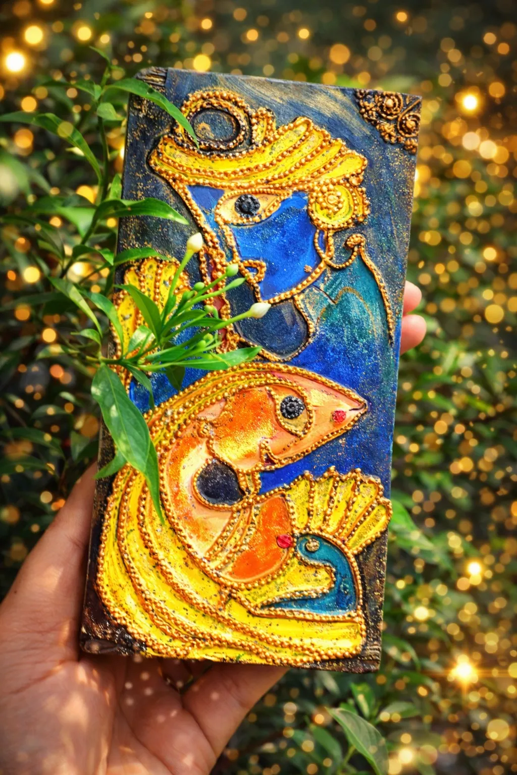 Small Lippan Art Lord Radha Krishna - Handmade Craft by SuOly Craft