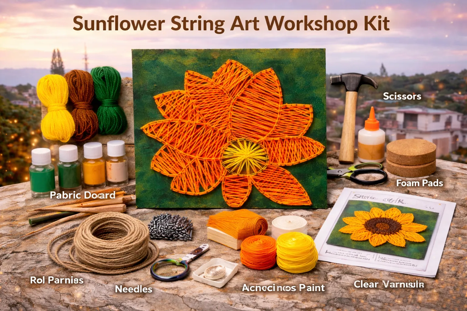 Sunflower String art kit with free tutorial - Handmade Craft by SuOly Craft