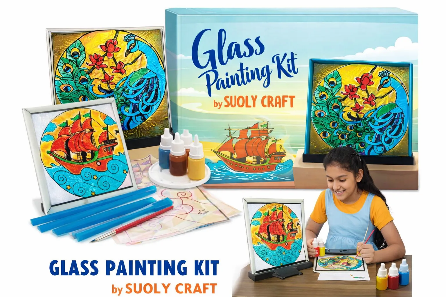 Glass Paiting Kit with free tutorial - Handmade Craft by SuOly Craft