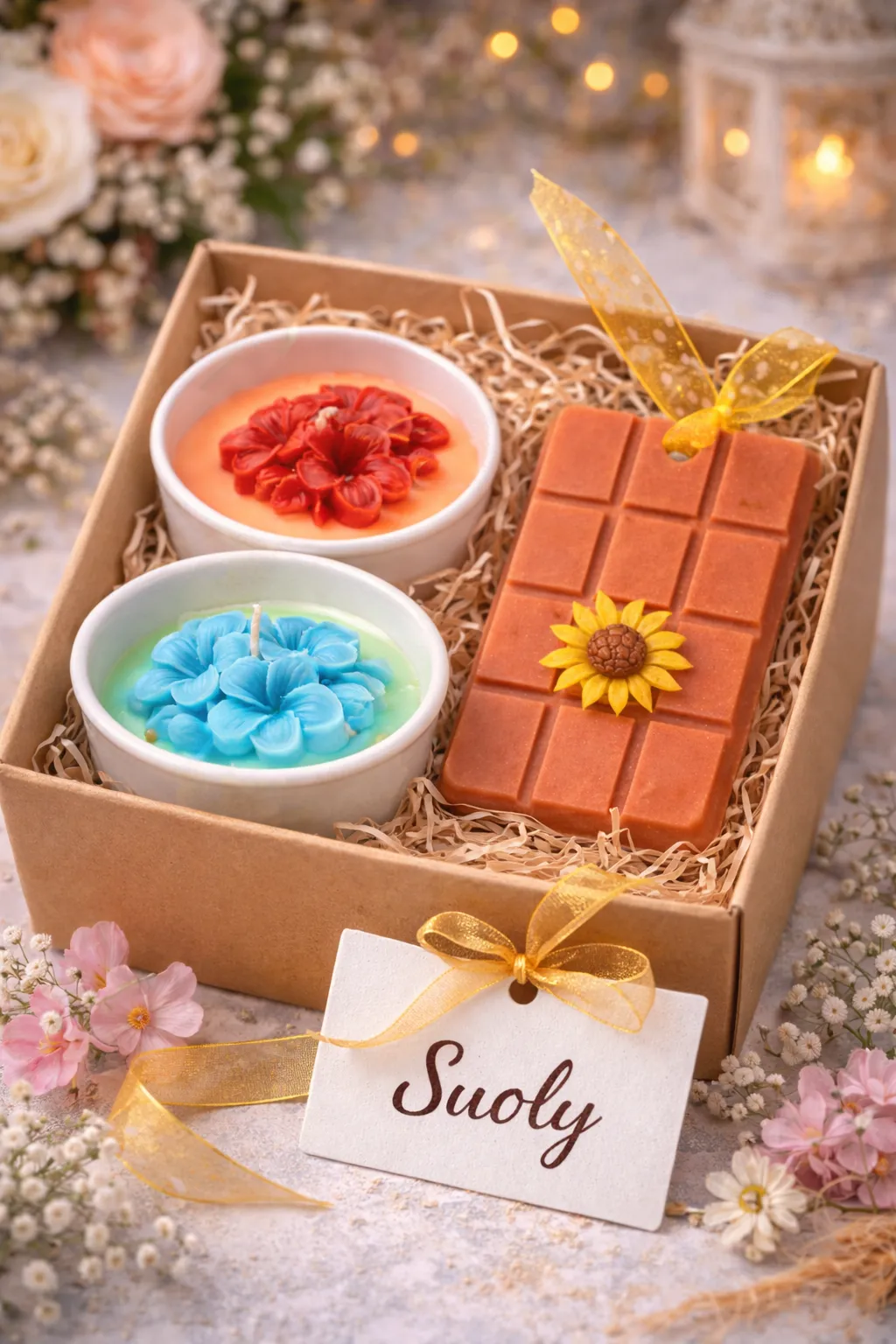 Gift Hamper(Peony + Wax sachet) - Handmade Craft by SuOly Craft