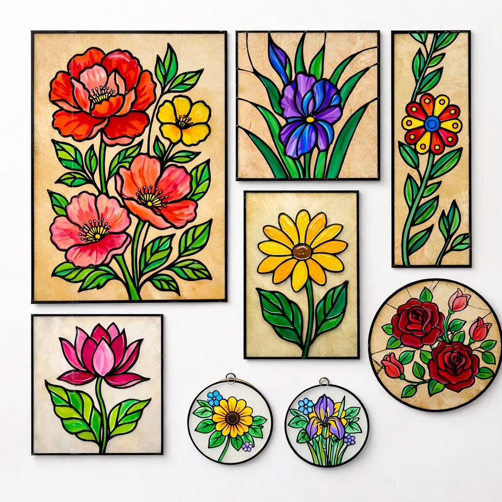Flower Glass Painting kit with free tutorial - Handmade Craft by SuOly Craft