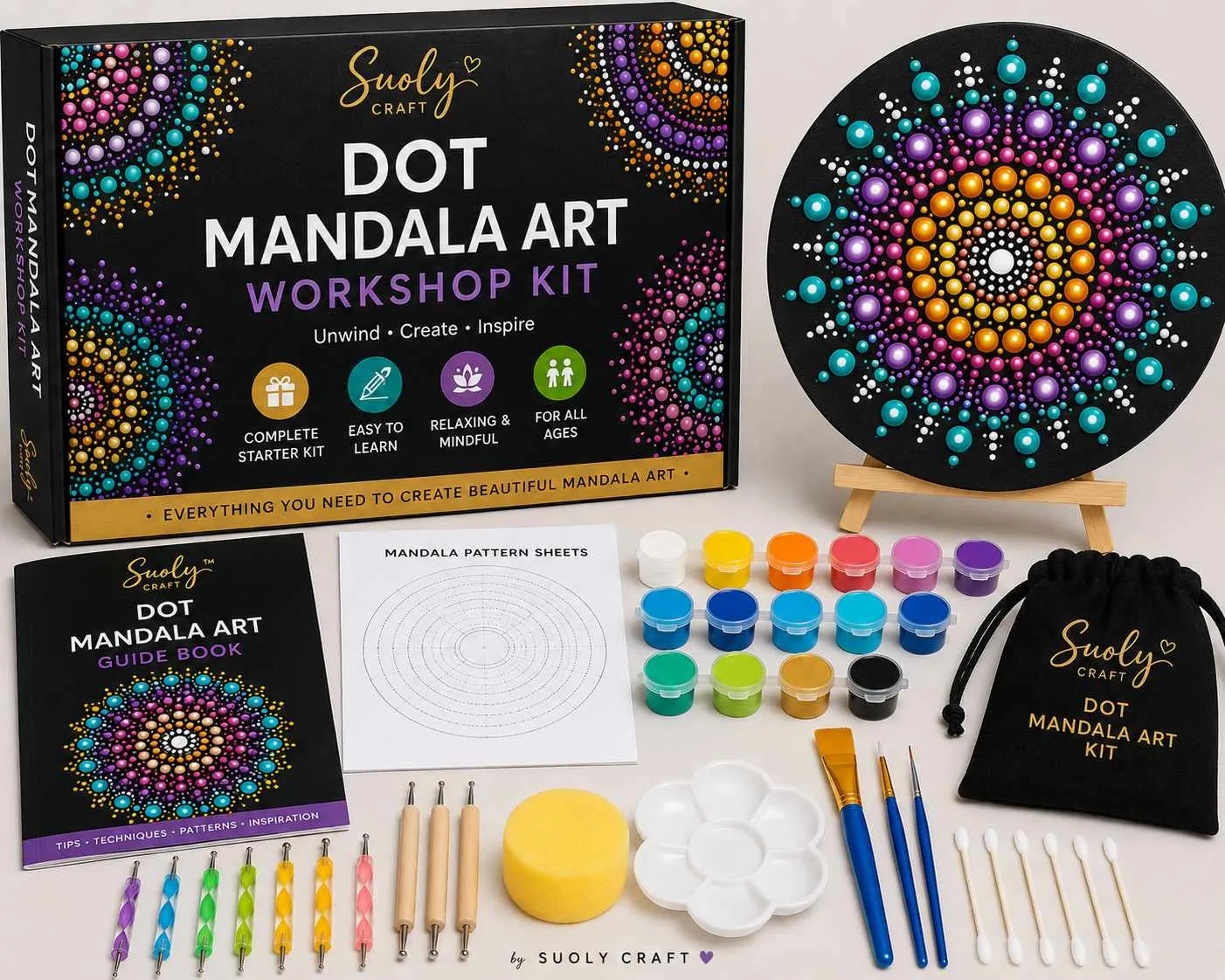 Dot Mandala Art Workshop Kit - Handmade Craft by SuOly Craft