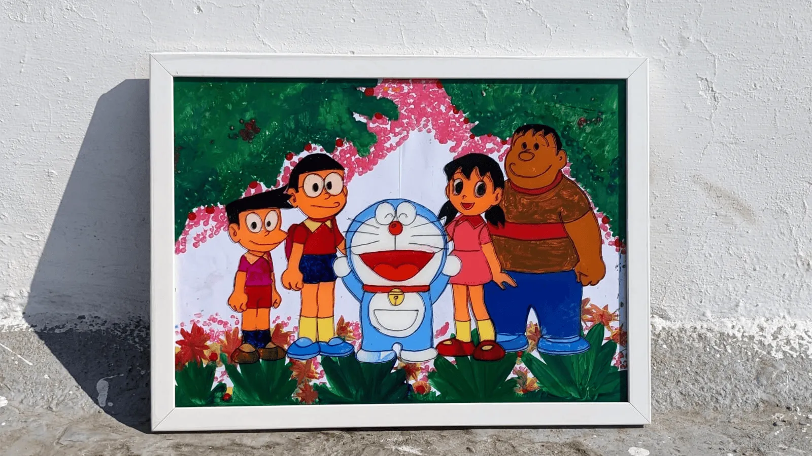 Doreamon glass painting - Handmade Craft by SuOly Craft